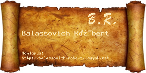 Balassovich Róbert névjegykártya